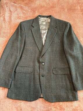 Vintage Andhurst Plaid Sport Coat Blazer, Made in USA, Grey/Brown Check, size 42